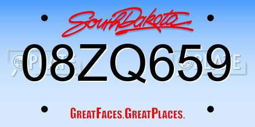 08ZQ659 South Dakota License Plate
