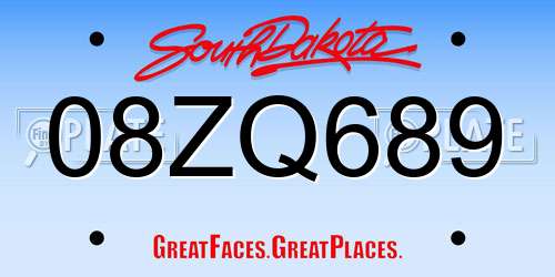 08ZQ689 South Dakota License Plate