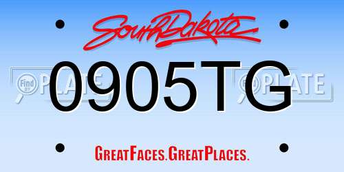 0905TG South Dakota License Plate