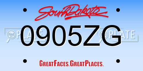 0905ZG South Dakota License Plate