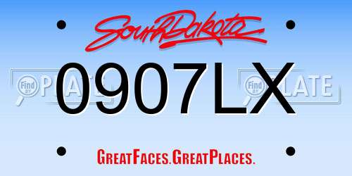 0907LX South Dakota License Plate