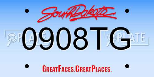 0908TG South Dakota License Plate