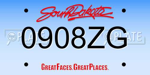 0908ZG South Dakota License Plate