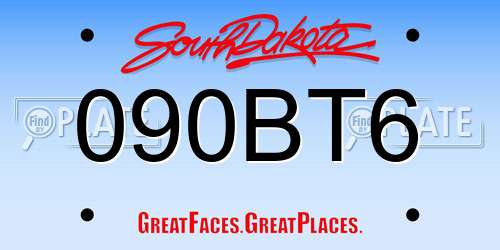 090BT6 South Dakota License Plate