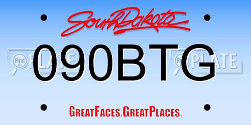 090BTG South Dakota License Plate