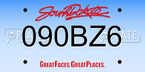 090BZ6 South Dakota License Plate