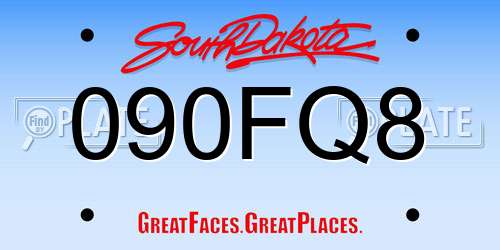 090FQ8 South Dakota License Plate