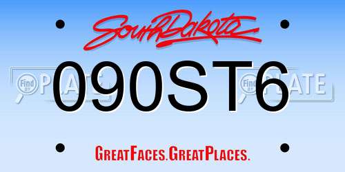 090ST6 South Dakota License Plate