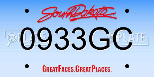 0933GC South Dakota License Plate