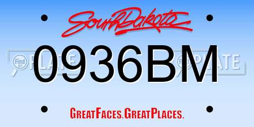 0936BM South Dakota License Plate