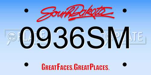 0936SM South Dakota License Plate