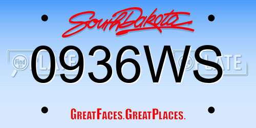 0936WS South Dakota License Plate