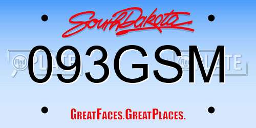 093GSM South Dakota License Plate