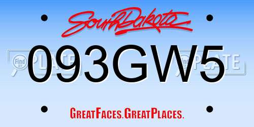 093GW5 South Dakota License Plate