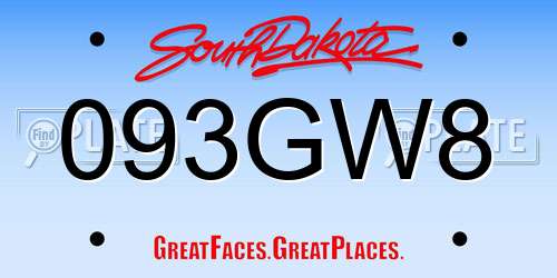 093GW8 South Dakota License Plate