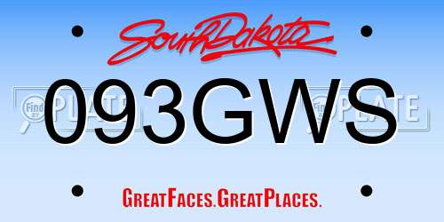 093GWS South Dakota License Plate