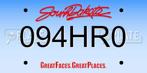 094HR0 South Dakota License Plate