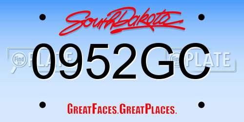 0952GC South Dakota License Plate
