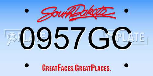 0957GC South Dakota License Plate
