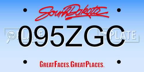 095ZGC South Dakota License Plate