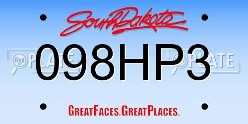 098HP3 South Dakota License Plate