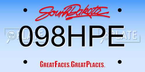 098HPE South Dakota License Plate