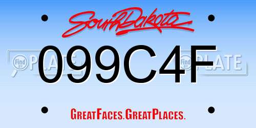 099C4F South Dakota License Plate