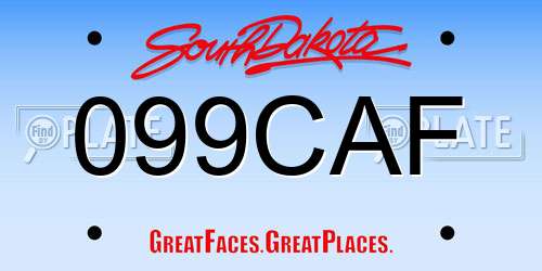 099CAF South Dakota License Plate