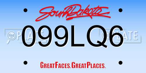 099LQ6 South Dakota License Plate