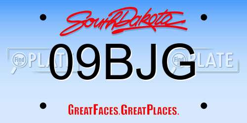 09BJG South Dakota License Plate