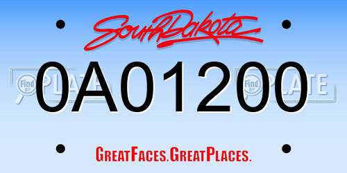 0A01200 South Dakota License Plate