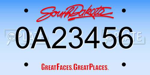 0A23456 South Dakota License Plate