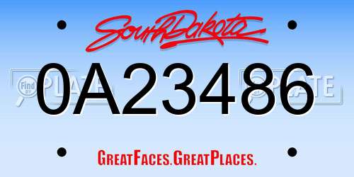 0A23486 South Dakota License Plate