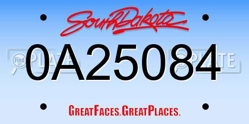 0A25084 South Dakota License Plate