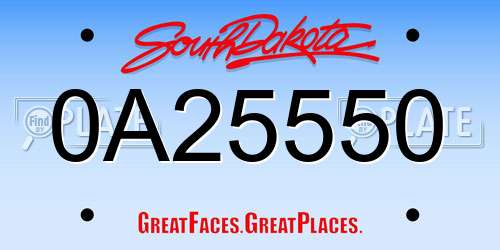 0A25550 South Dakota License Plate