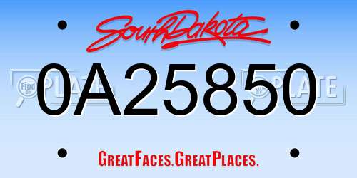 0A25850 South Dakota License Plate