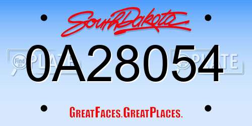 0A28054 South Dakota License Plate