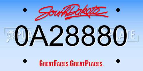 0A28880 South Dakota License Plate
