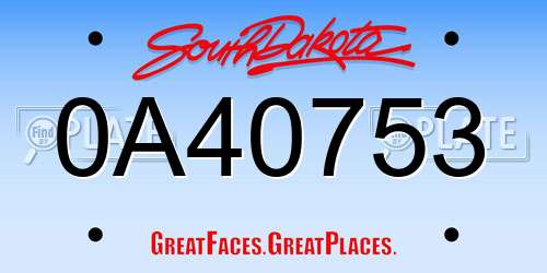 0A40753 South Dakota License Plate