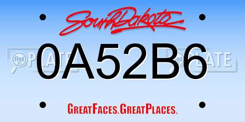 0A52B6 South Dakota License Plate
