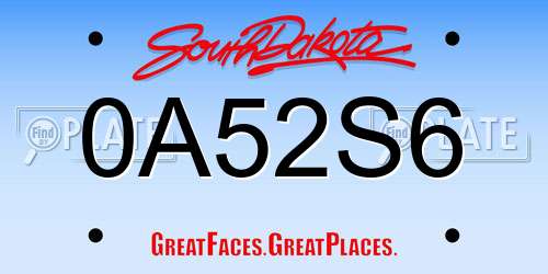 0A52S6 South Dakota License Plate