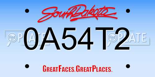 0A54T2 South Dakota License Plate