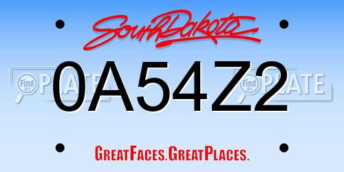 0A54Z2 South Dakota License Plate