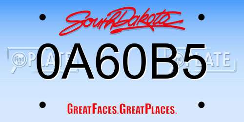 0A60B5 South Dakota License Plate