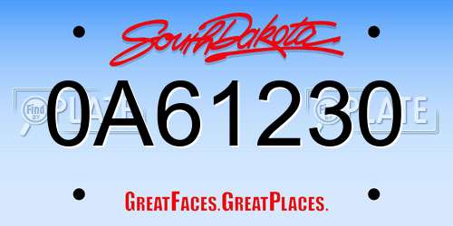 0A61230 South Dakota License Plate