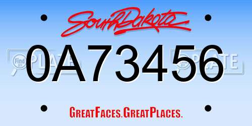 0A73456 South Dakota License Plate