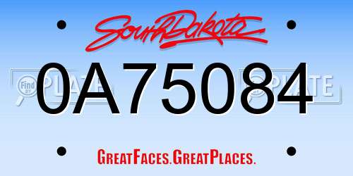 0A75084 South Dakota License Plate