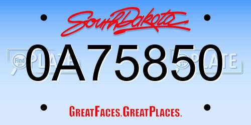 0A75850 South Dakota License Plate