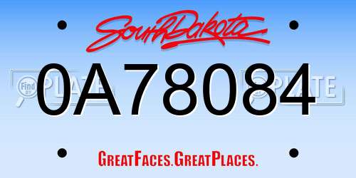 0A78084 South Dakota License Plate