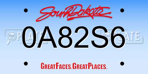 0A82S6 South Dakota License Plate